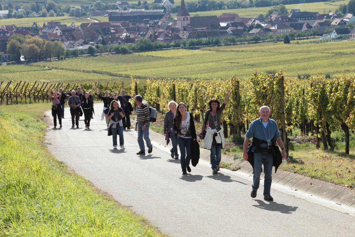 Des marcheurs heureus à la marche gourmande