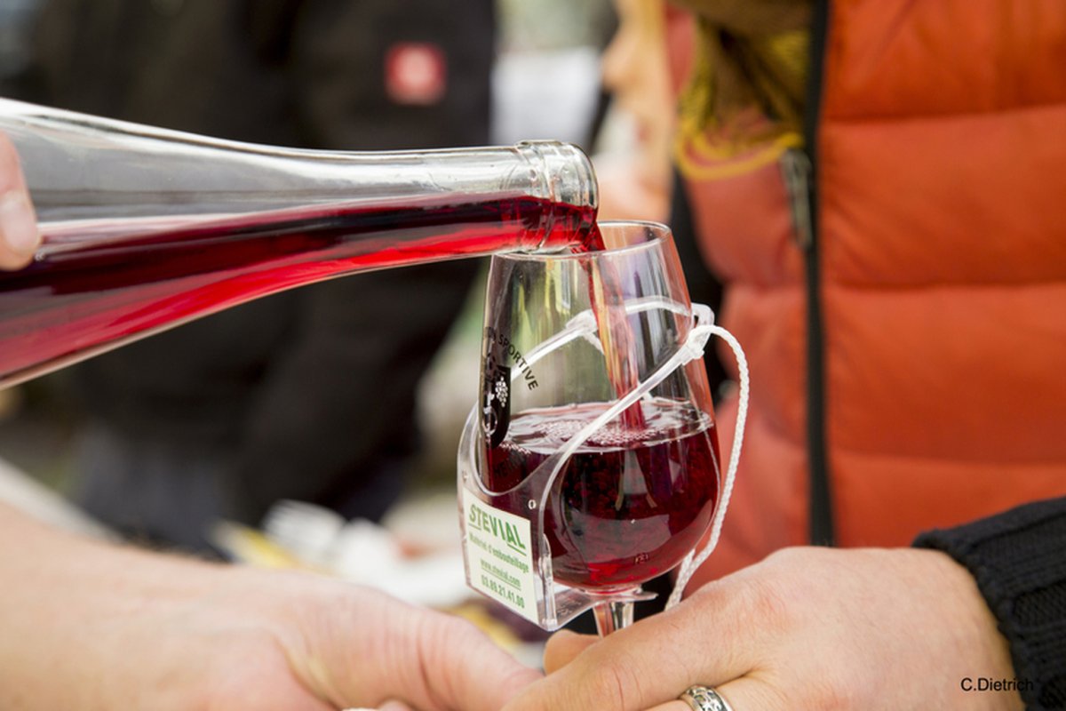 Verre de vin à la marche gourmande de Sigolsheim
